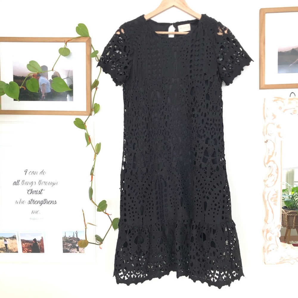 Bella Ella black crochet lace dress